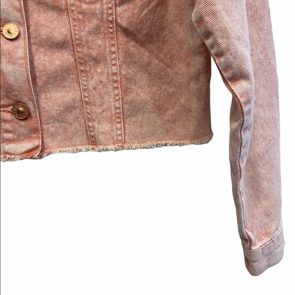 2/$25 Jacqueline de Yong Denim Spring Jacket Pink Size 36 GUC - Picture 4 of 7